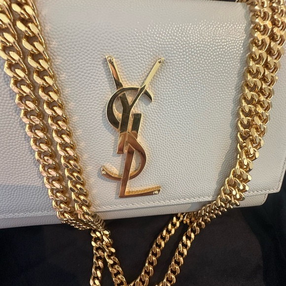 Yves Saint Laurent Kate Small White and Gold Chain Bag - Picture 12 of 13
